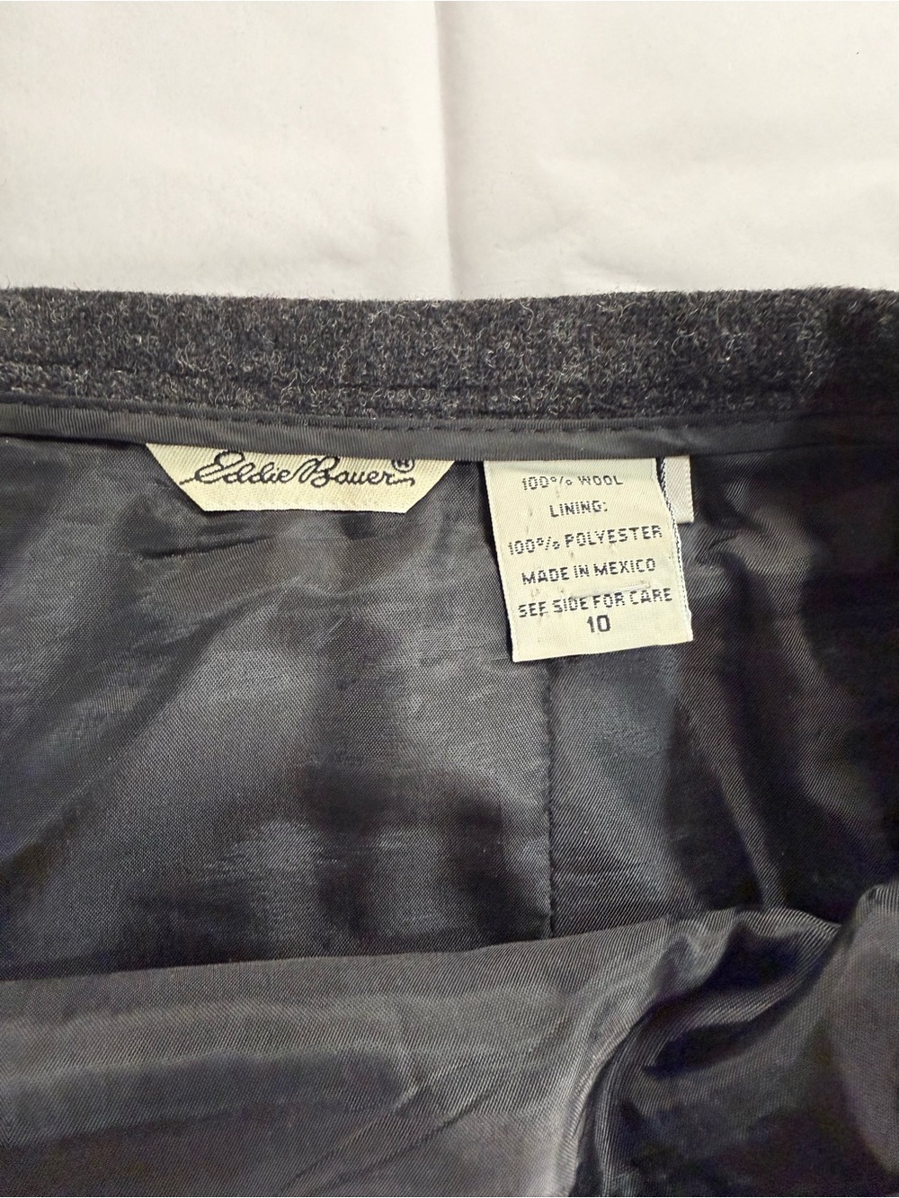 Eddie Bauer Wool Wrap Skirt Gray A Line Mini Size 10 Office Career Minimalist - Picture 7 of 8